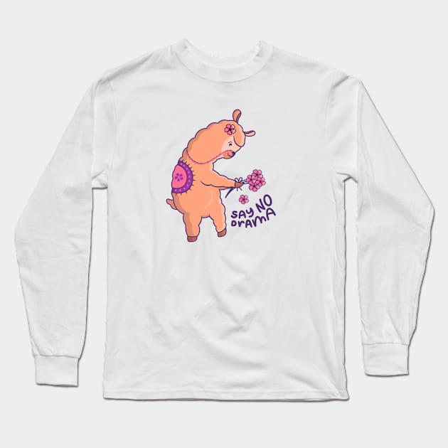 Llama Say No Drama Long Sleeve T-Shirt by mchda